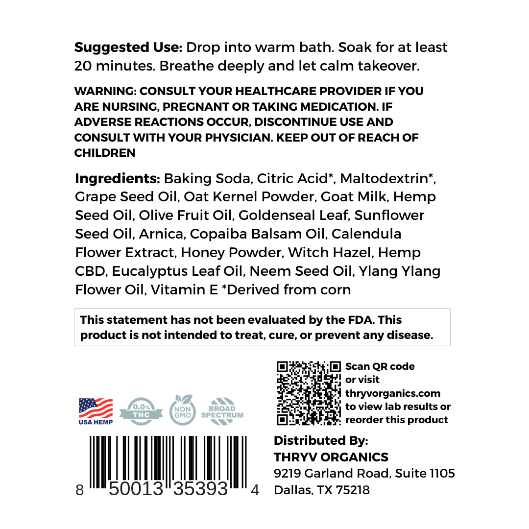 CBD Bath Bomb | Soothing Eucalyptus Topical Thryv Organics