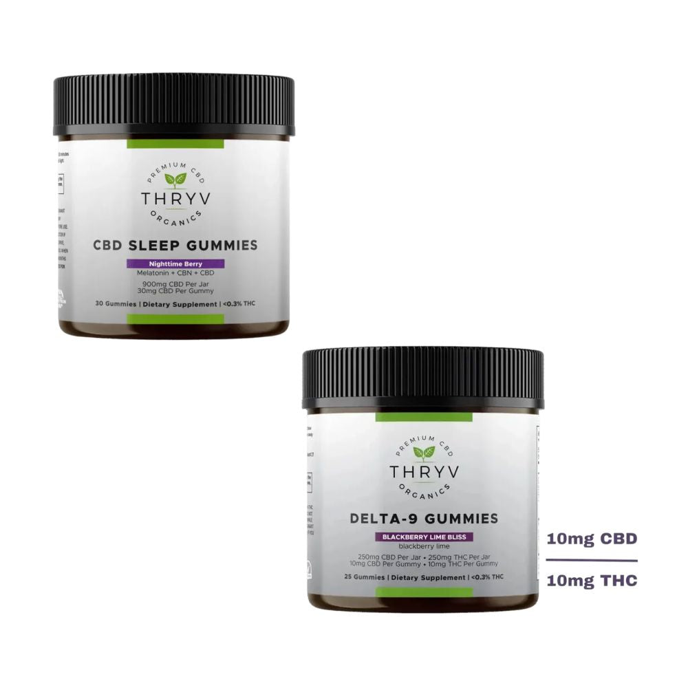 The Deep Sleep Set Thryv Organics CBD Nighttime Berry and THC BlackBerry Lime Bliss - 10mg