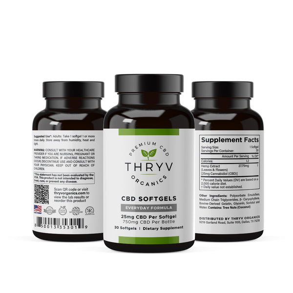 Everyday CBD Oil Softgels Capsules Thryv Organics 